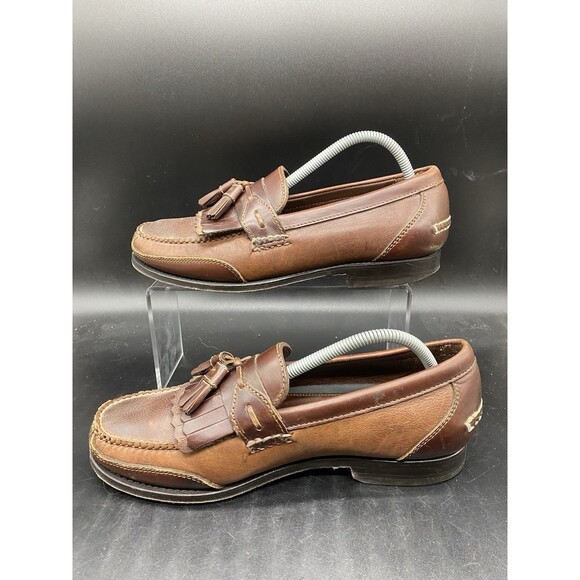 Neil M Classic Mens Size 9D Brown 2 Tone Leather Tassel Slip on Loafer 382002 - Picture 2 of 7